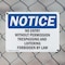 Signmission No Entry Without Permission Trespassing OSHA Notice Sign, Plastic, 10in W x 7in L, 2PK OS-2PACK-NS-P-710-L-14524 - alternate 3